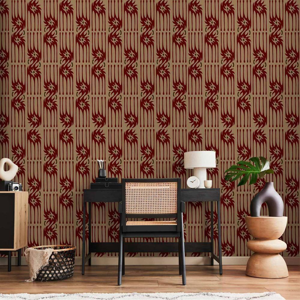 Tapeta - Czerwone pazury - nieregularne kształty na papierowym tle