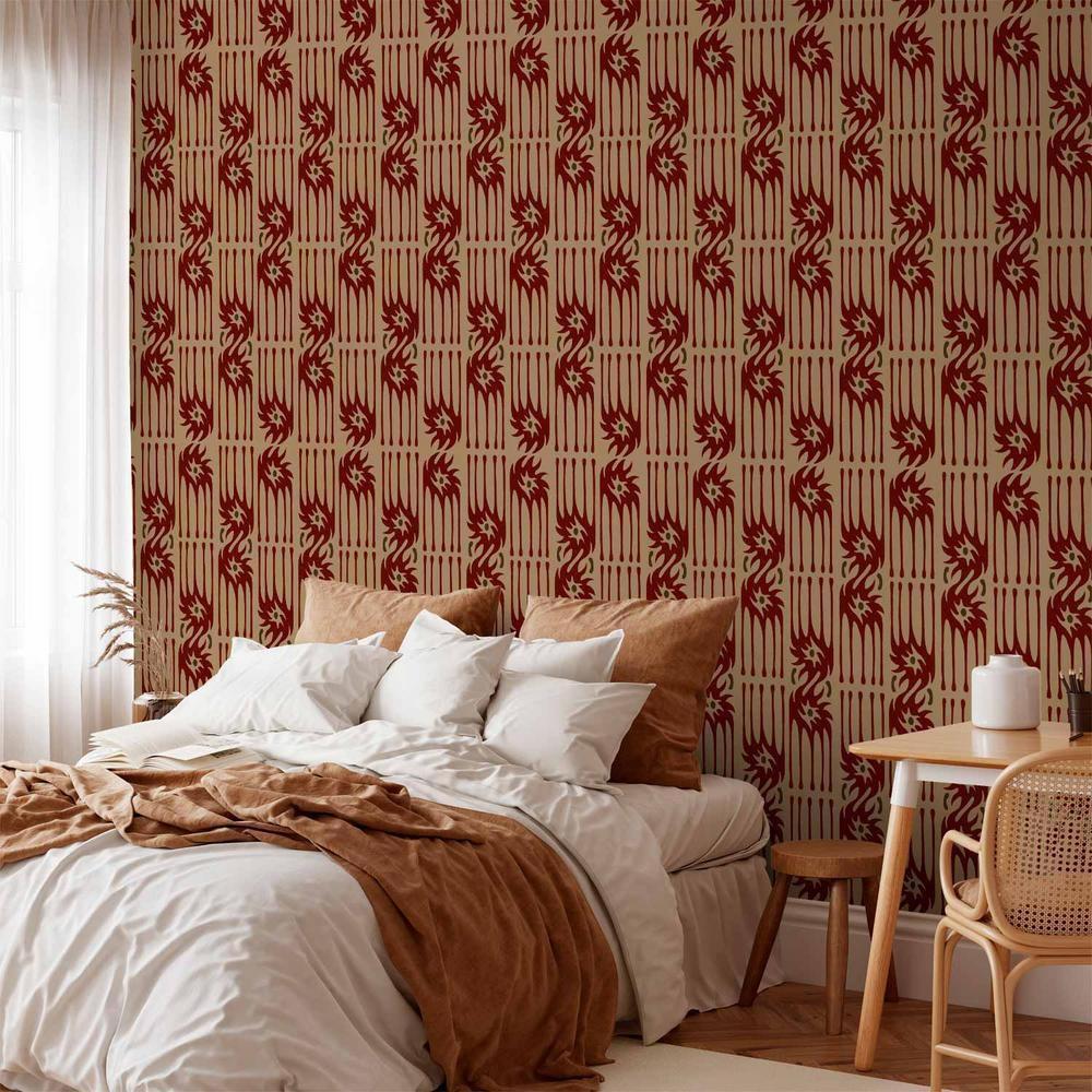 Tapeta - Czerwone pazury - nieregularne kształty na papierowym tle