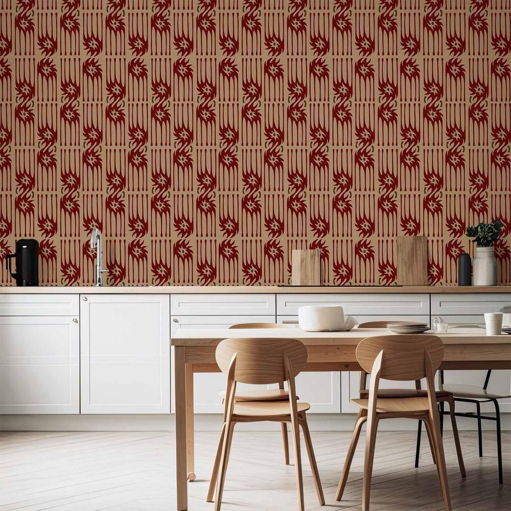 Tapeta - Czerwone pazury - nieregularne kształty na papierowym tle