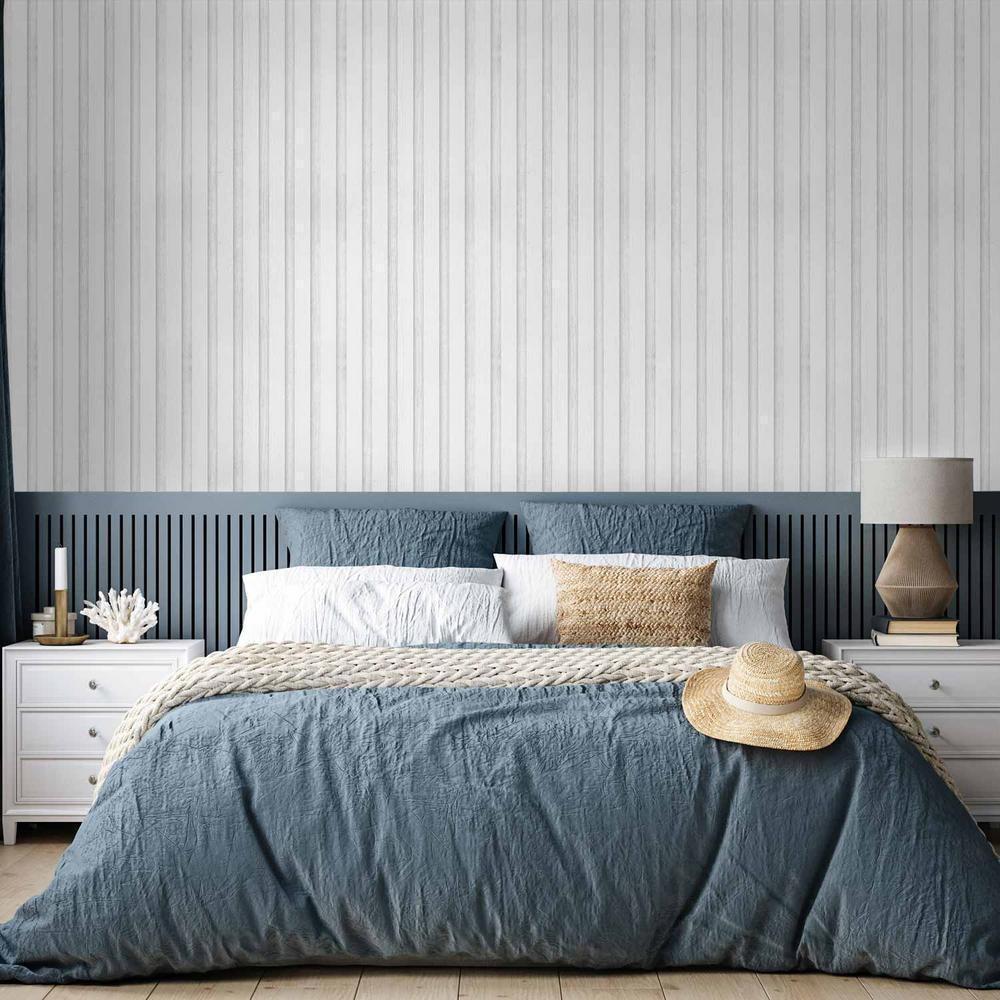 Tapeta - Drewniana Tekstura - symetryczne pionowe linie na białym tle