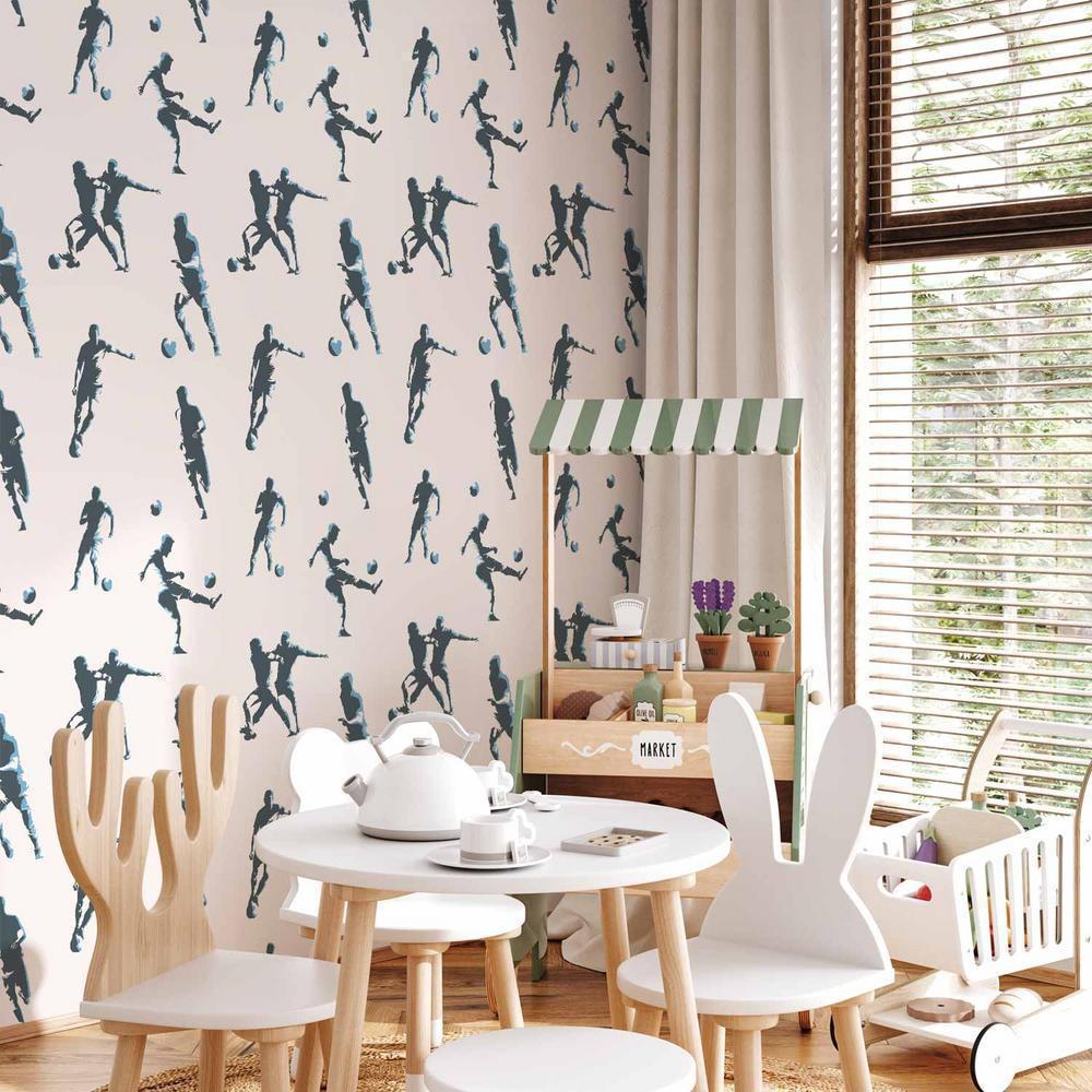 Tapeta - Futbolowe Postacie - Akcja i ruch w sylwetkach na jasnym tle