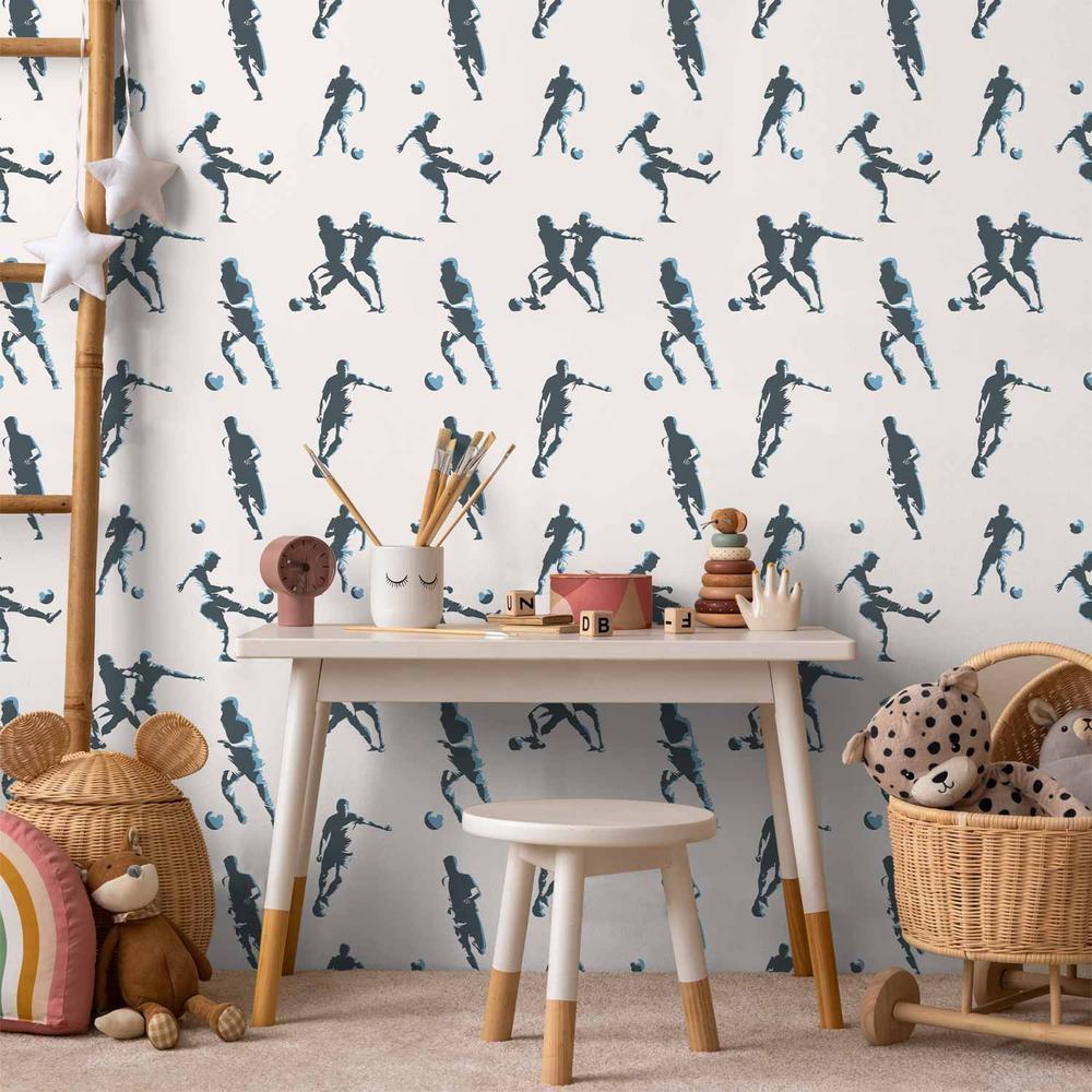 Tapeta - Futbolowe Postacie - Akcja i ruch w sylwetkach na jasnym tle