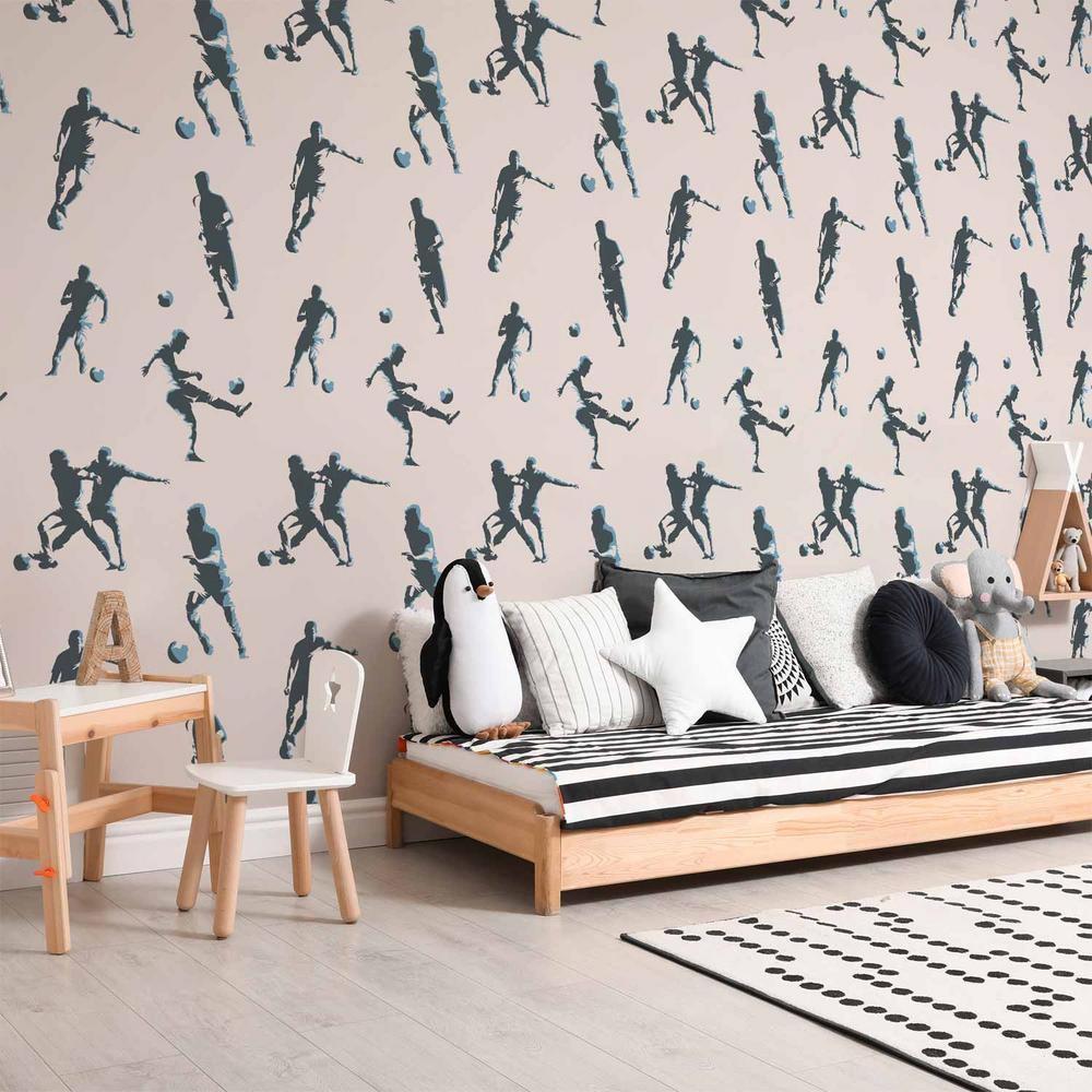Tapeta - Futbolowe Postacie - Akcja i ruch w sylwetkach na jasnym tle