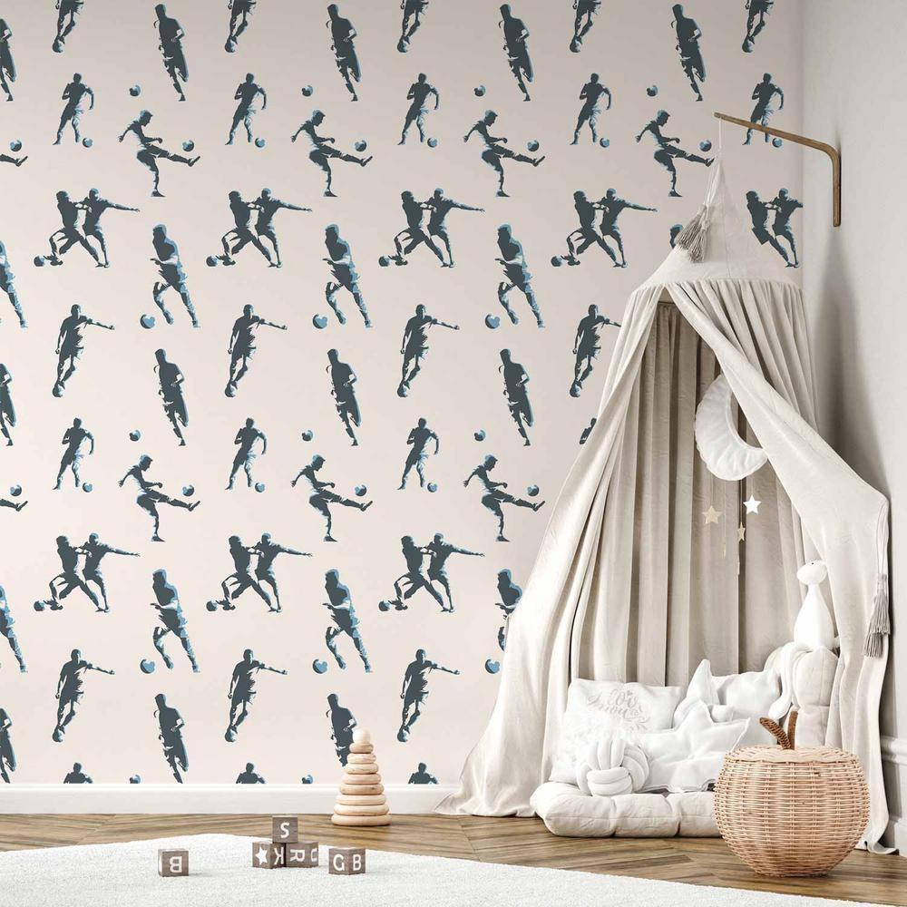Tapeta - Futbolowe Postacie - Akcja i ruch w sylwetkach na jasnym tle