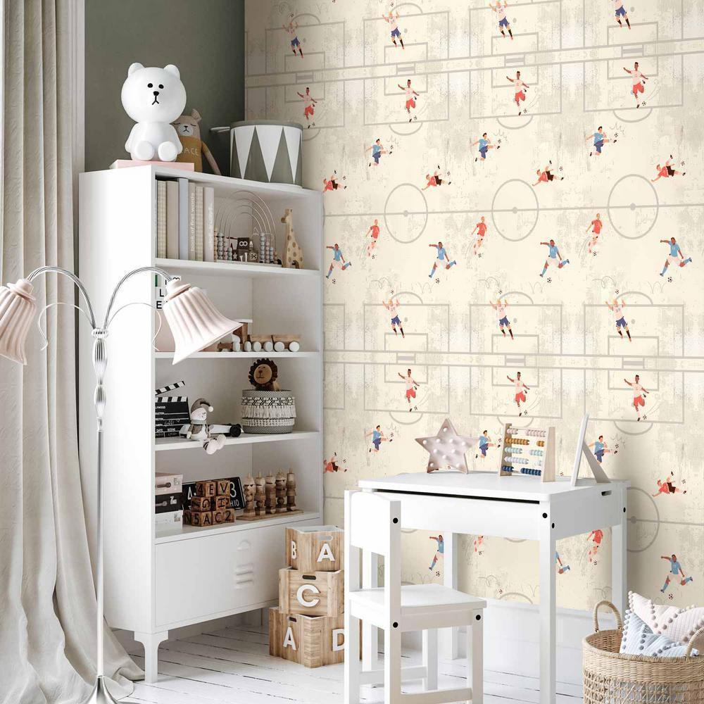 Tapeta - Gra w Piłkę - Ilustracja piłkarzy na boisku w akcji