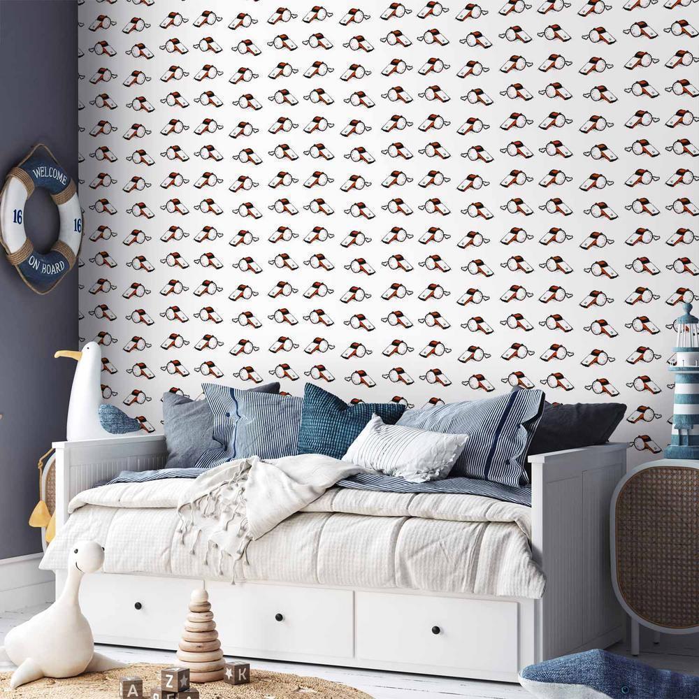 Tapeta - Gwizdki Piłkarskie - Czarno-białe z czerwonymi akcentami na białym tle