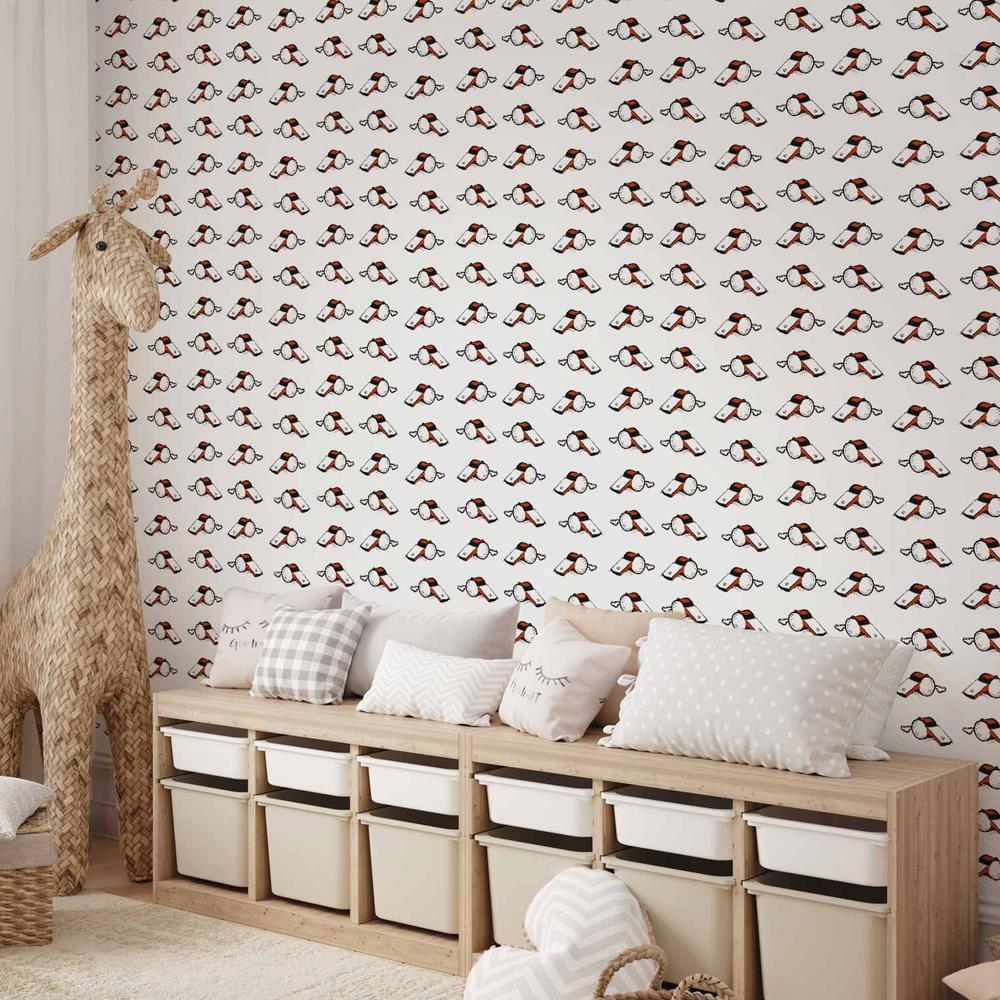 Tapeta - Gwizdki Piłkarskie - Czarno-białe z czerwonymi akcentami na białym tle