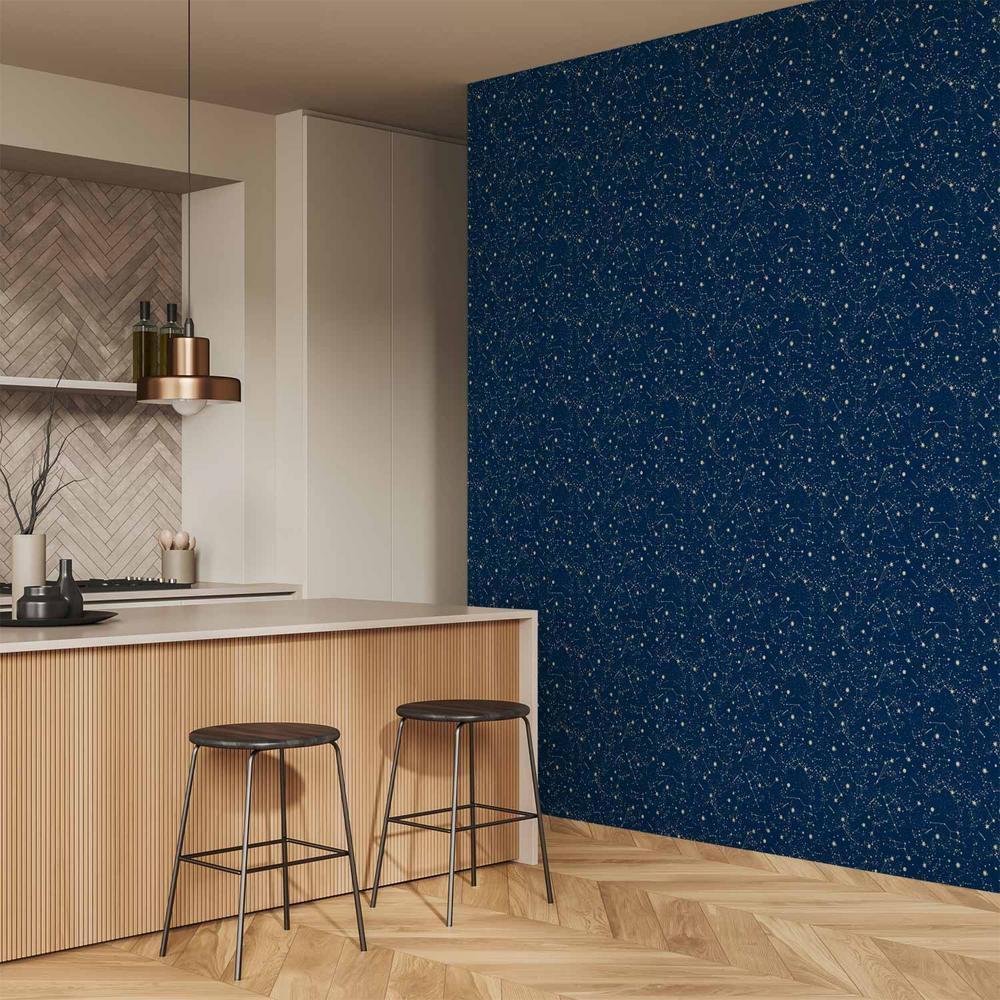 Tapeta - Kosmiczne Inspiracje - wzór z gwiazdami i konstelacjami na ciemnym tle