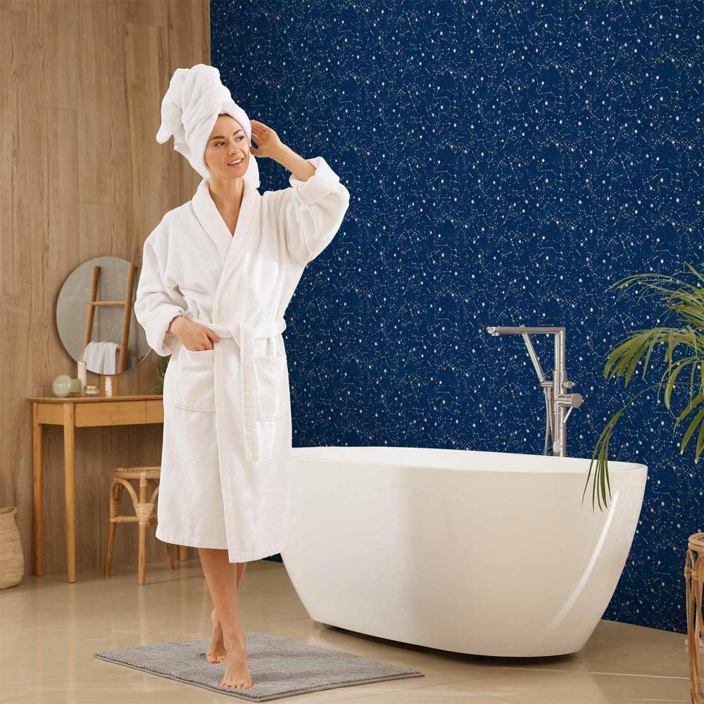 Tapeta - Kosmiczne Inspiracje - wzór z gwiazdami i konstelacjami na ciemnym tle