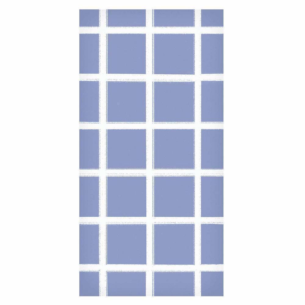 Tapeta - Linie i symetria - ekspresyjna biała krata na niebieskim tle