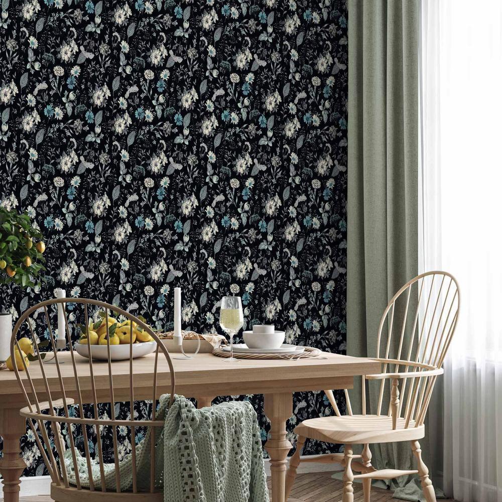 Tapeta - Pachnące kwiaty i zioła - błękitny