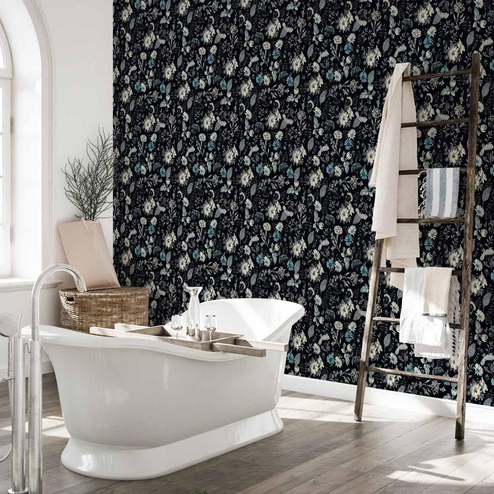 Tapeta - Pachnące kwiaty i zioła - błękitny