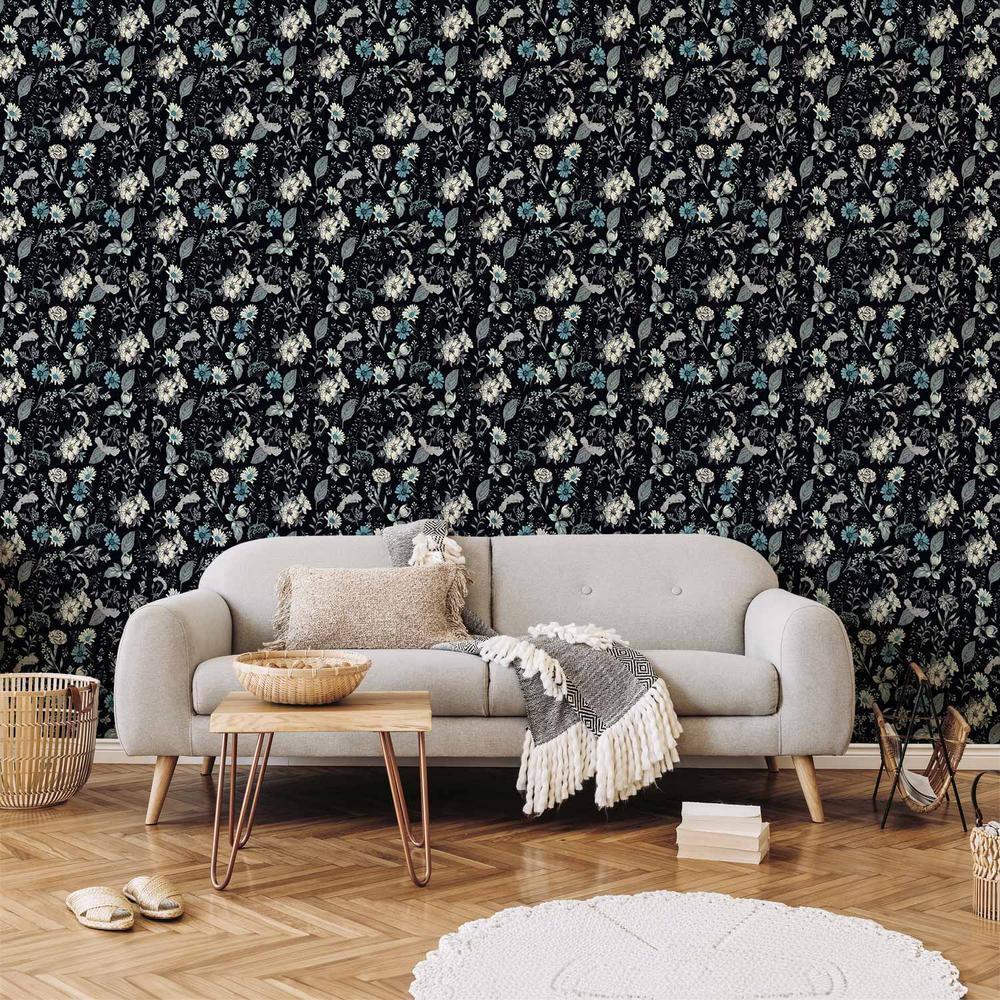 Tapeta - Pachnące kwiaty i zioła - błękitny