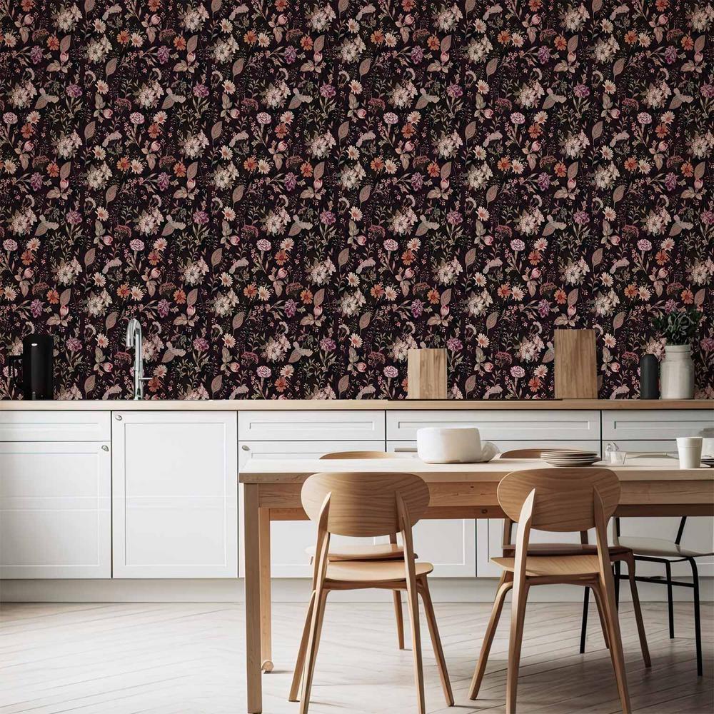 Tapeta - Pachnące kwiaty i zioła - śliwkowy