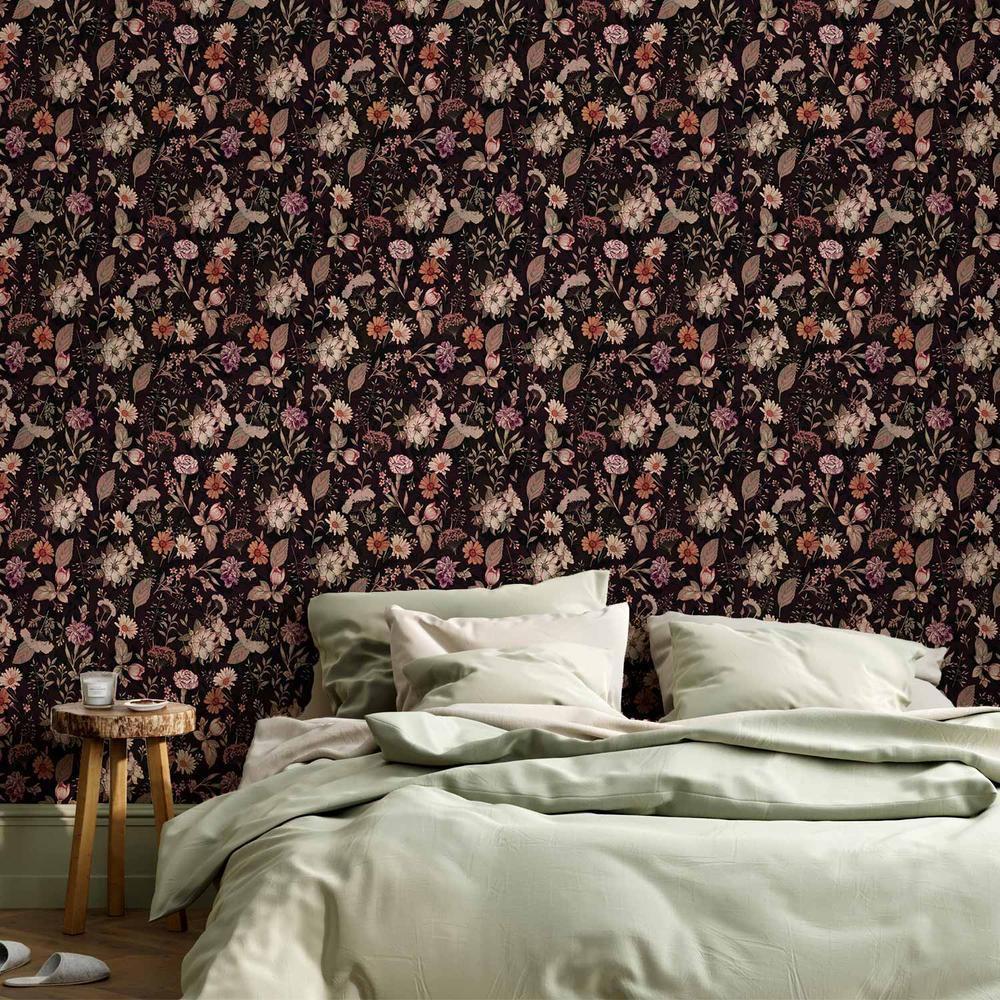 Tapeta - Pachnące kwiaty i zioła - śliwkowy