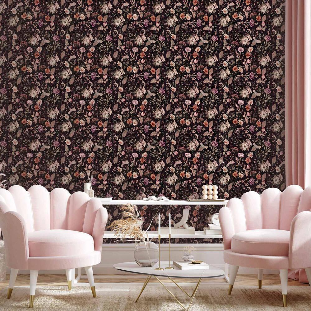 Tapeta - Pachnące kwiaty i zioła - śliwkowy