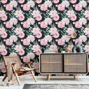 Tapeta - Piwonie na grafitowym tle