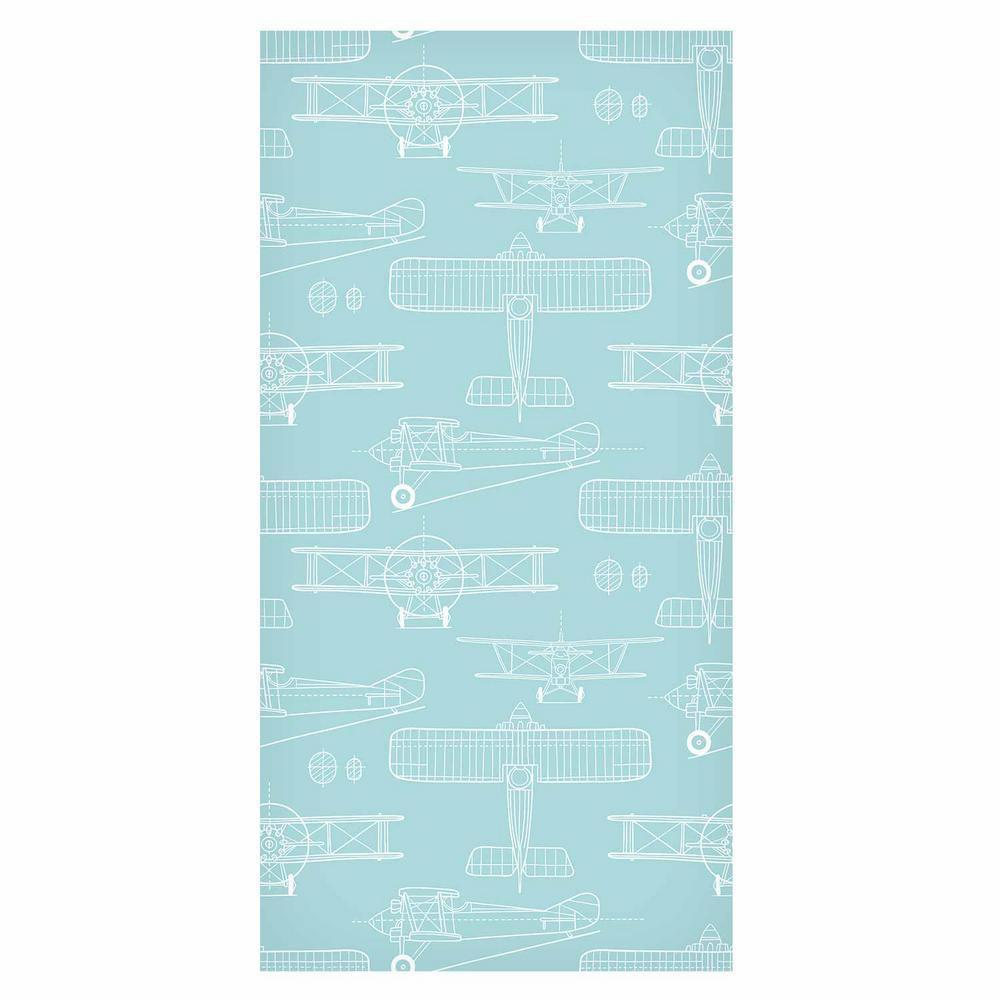 Tapeta - Szkic - zarys budowy samolotu białym kolorem na turkusowym tle