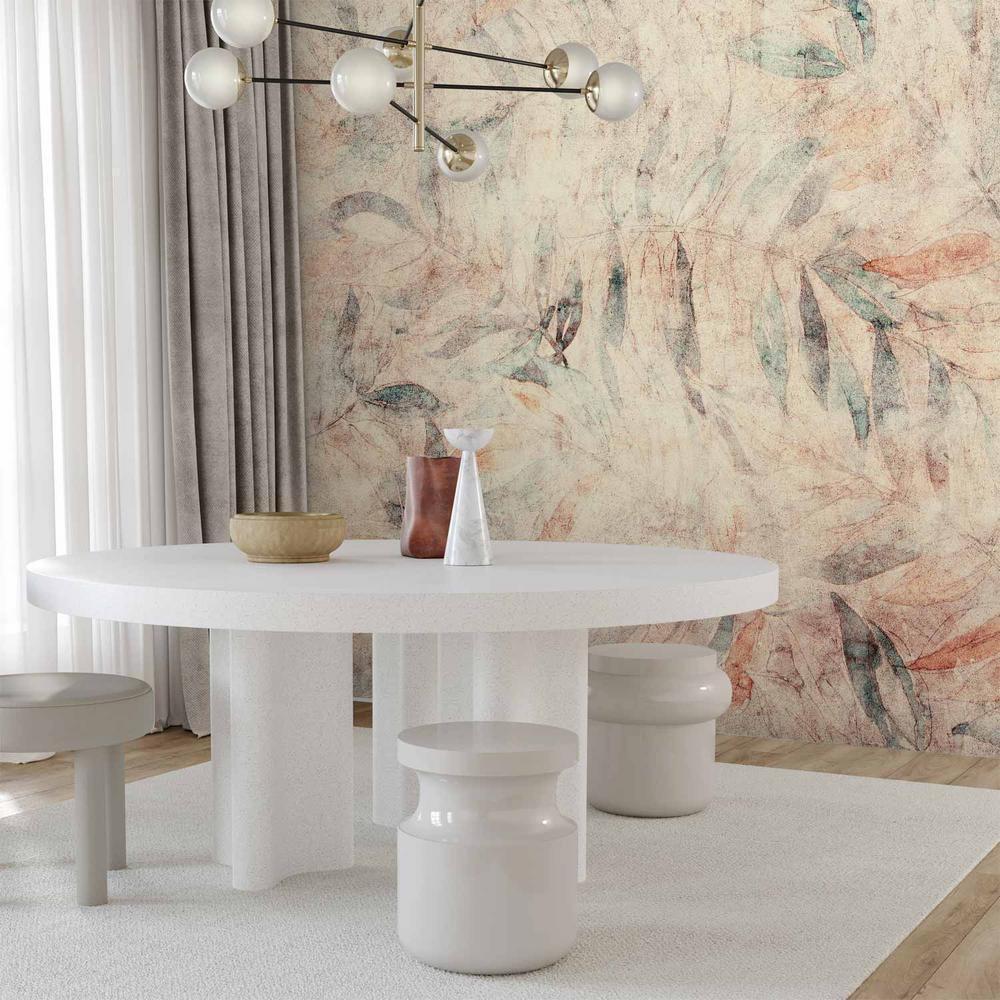 Fototapeta - Greckie laury - kompozycja z liśćmi w desenie na tle w żółtych tonach