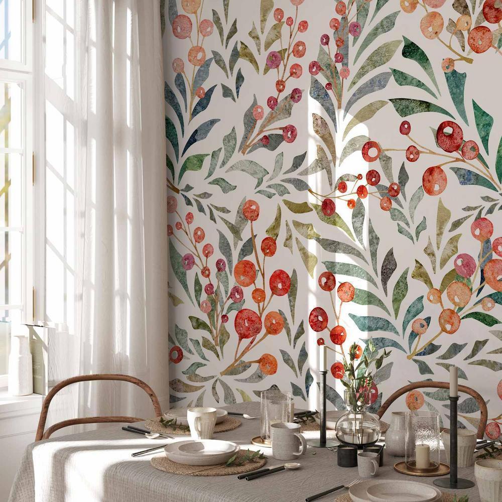 Fototapeta - Listki czerwonych jagód