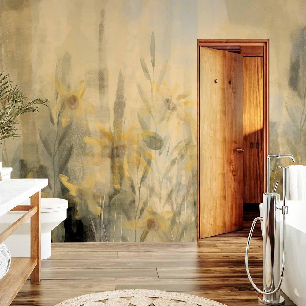 Fototapeta - Muśnięcie latem - motyw roślinny z łąką pełną żółtych kwiatów i traw