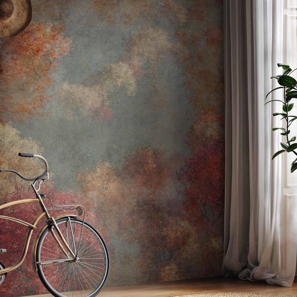 Fototapeta - Natura jesienią - pejzaż jesiennych drzew w malowanym stylu retro