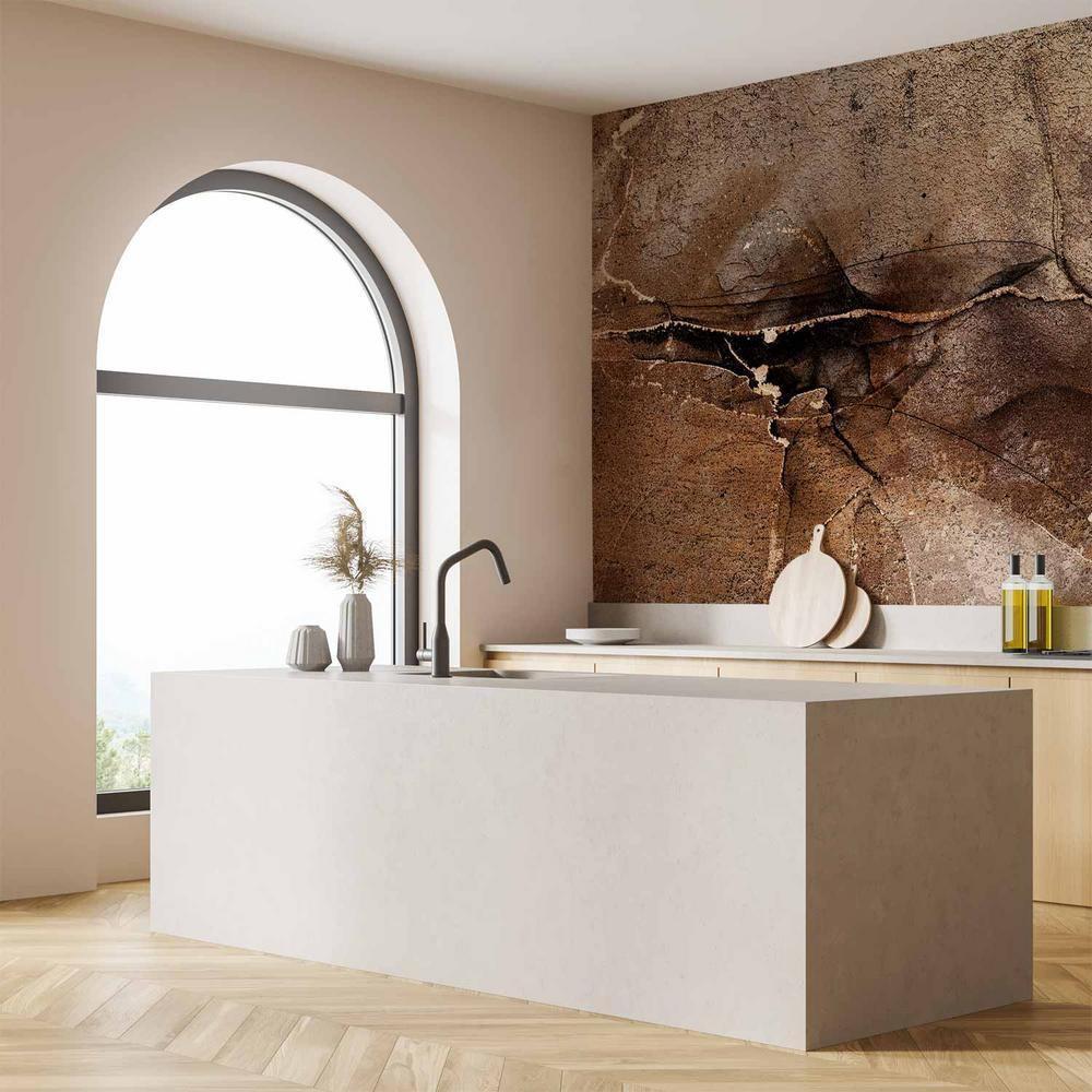 Fototapeta - Skalna abstrakcja - brązowobeżowy deseń w stylu pękniętego kamienia