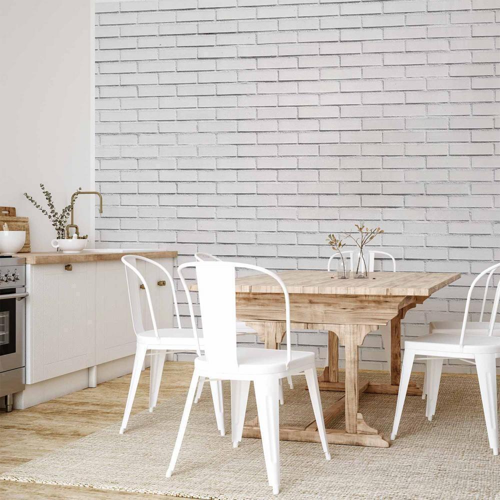 Fototapeta - Śnieżna cegła - deseń imitujący ceglaną ścianę w białym kolorze