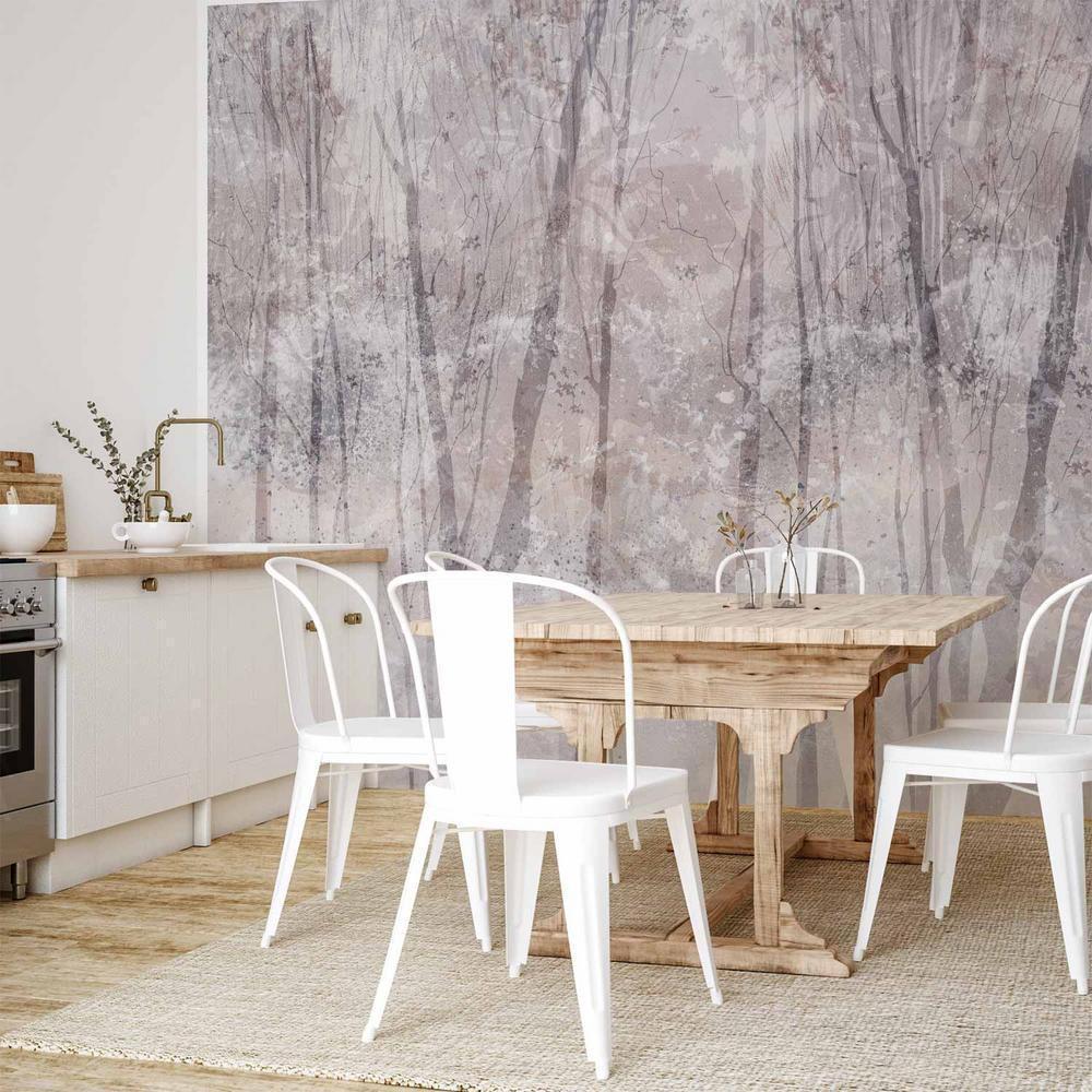 Fototapeta - Wieczny las - pejzaż z zimowym krajobrazem w chłodnej kolorystyce