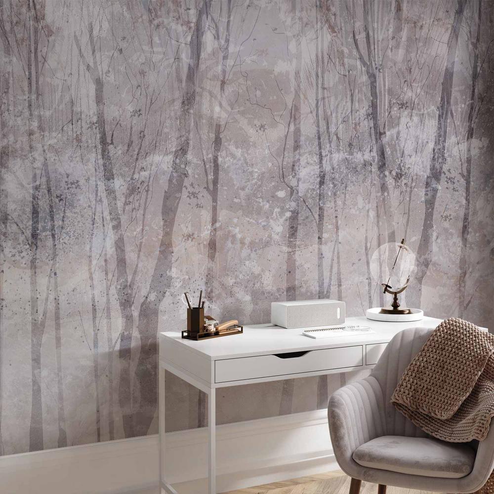 Fototapeta - Wieczny las - pejzaż z zimowym krajobrazem w chłodnej kolorystyce