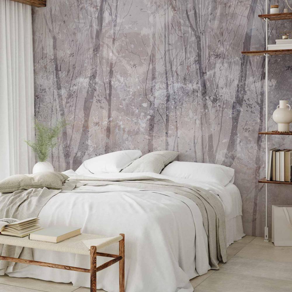 Fototapeta - Wieczny las - pejzaż z zimowym krajobrazem w chłodnej kolorystyce