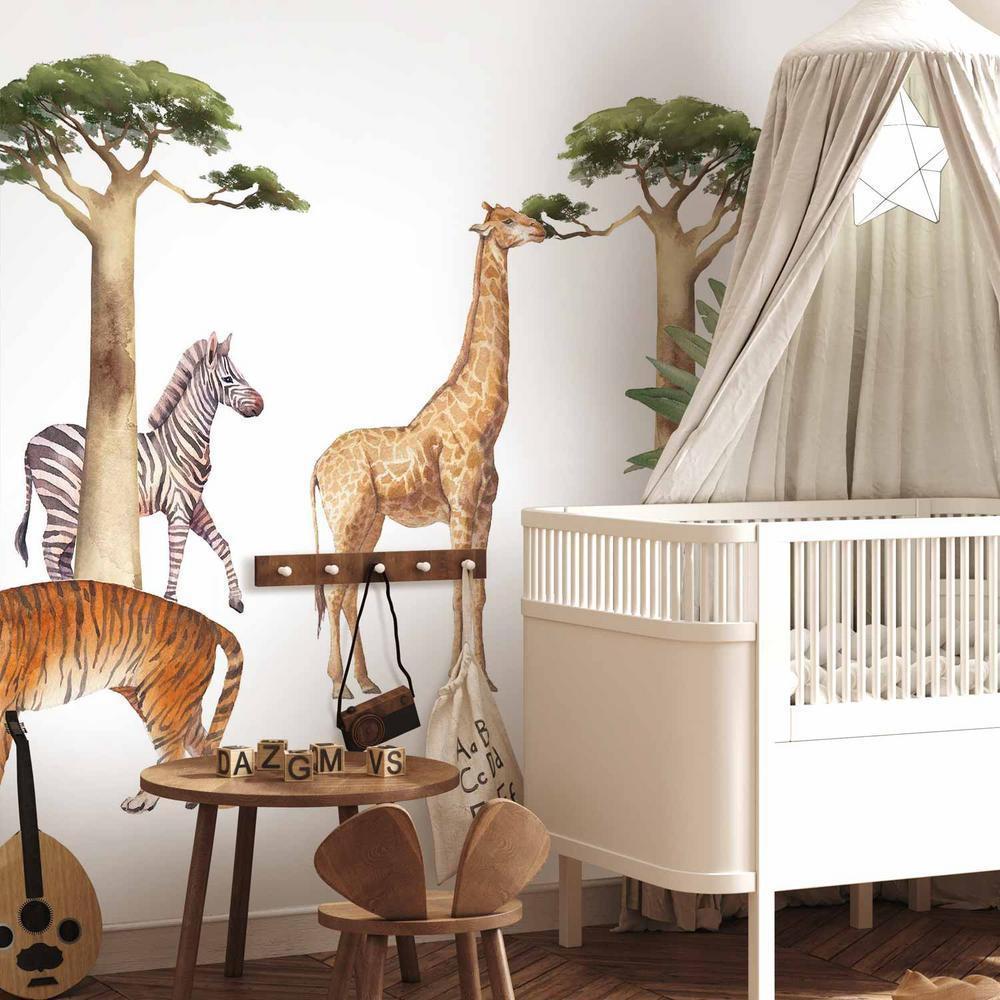 Fototapeta - Zwierzęta z Dżuglii na białym tle wykonane techniką akwareli