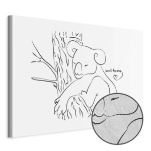 Obraz - Cichy urok natury (1-częściowy) - śpiący koala w czarno-białym tle