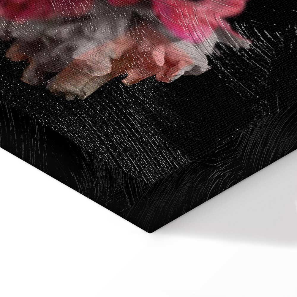 Obraz - Czar piwonii (1-częściowy) - kolorowy bukiet kwiatów na czarnym tle