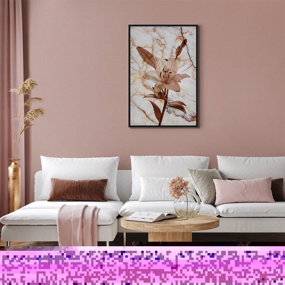 Obraz - Kwiat elegancji (1-częściowy) - delikatna lilia na tle marmuru w sepii