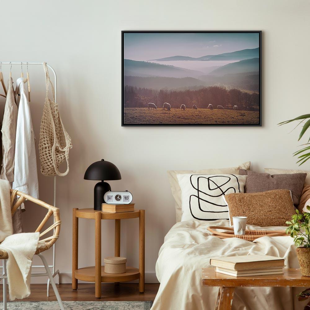 Obraz - Owce na tle górskiego krajobrazu (1-częściowy) - zwierzęta w naturze