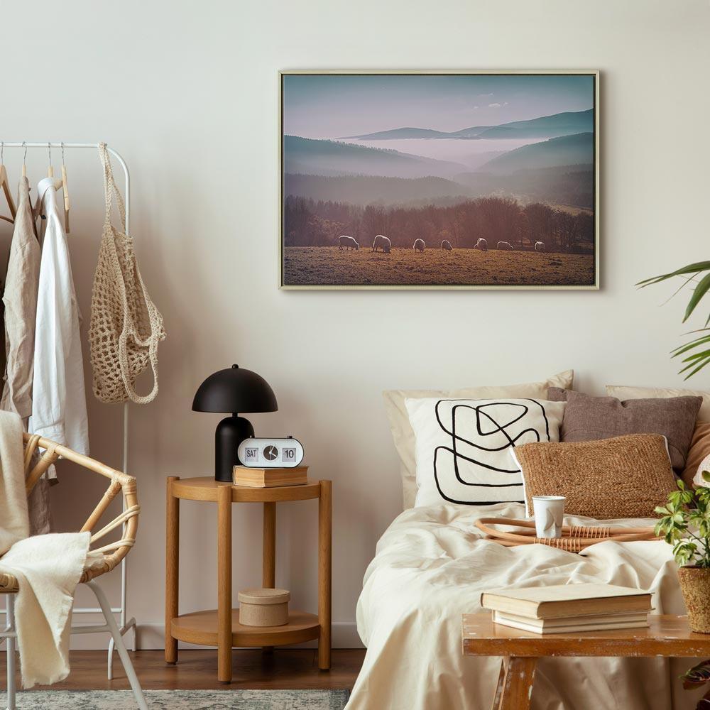 Obraz - Owce na tle górskiego krajobrazu (1-częściowy) - zwierzęta w naturze