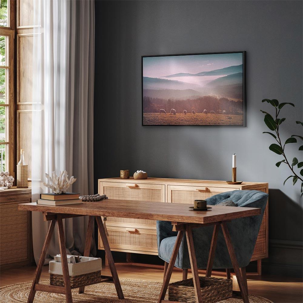 Obraz - Owce na tle górskiego krajobrazu (1-częściowy) - zwierzęta w naturze