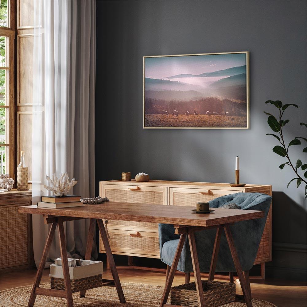 Obraz - Owce na tle górskiego krajobrazu (1-częściowy) - zwierzęta w naturze