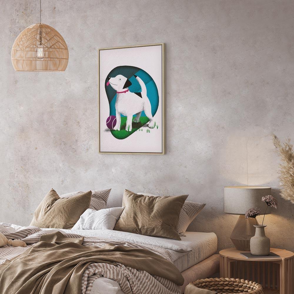 Obraz - Pies i piłka (1-częściowy) pionowy