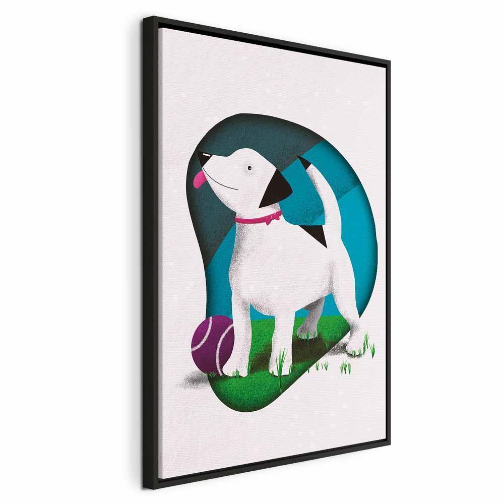 Obraz - Pies i piłka (1-częściowy) pionowy