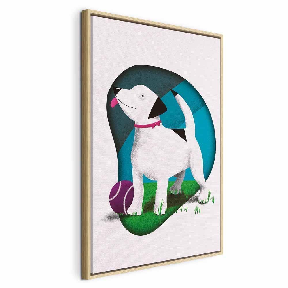 Obraz - Pies i piłka (1-częściowy) pionowy