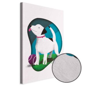 Obraz - Pies i piłka (1-częściowy) pionowy