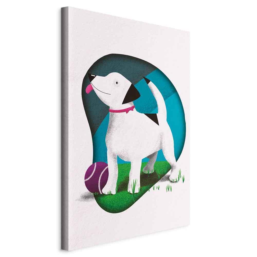 Obraz - Pies i piłka (1-częściowy) pionowy