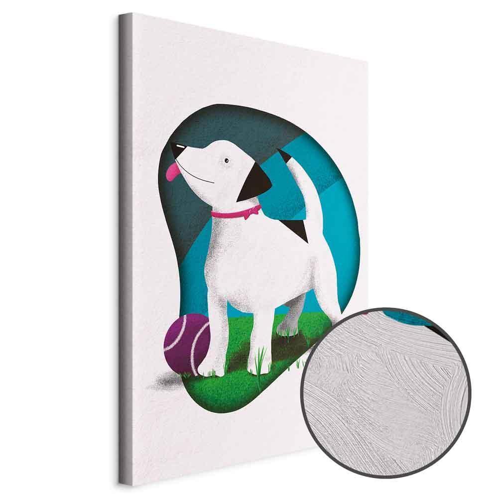 Obraz - Pies i piłka (1-częściowy) pionowy