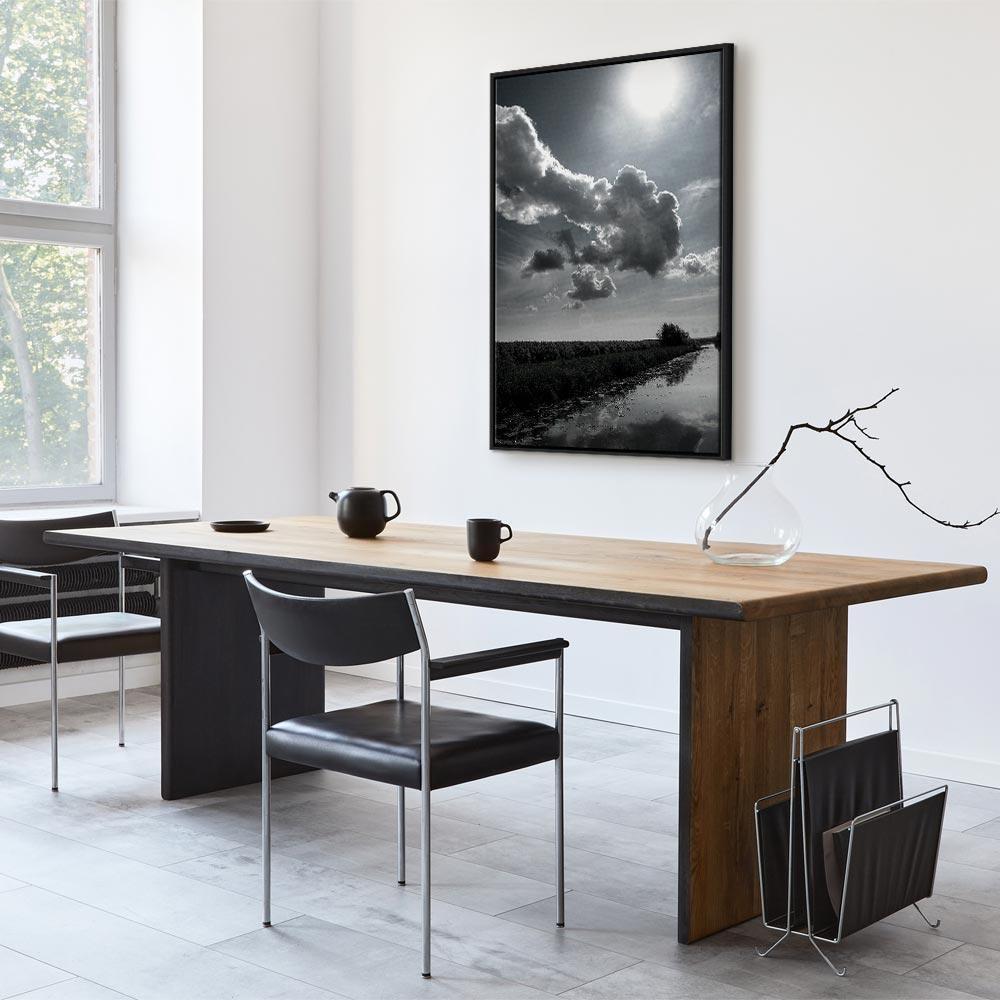 Obraz - Słońce nad chmurami (1-częściowy) - odbicie nieba w wodzie na polu