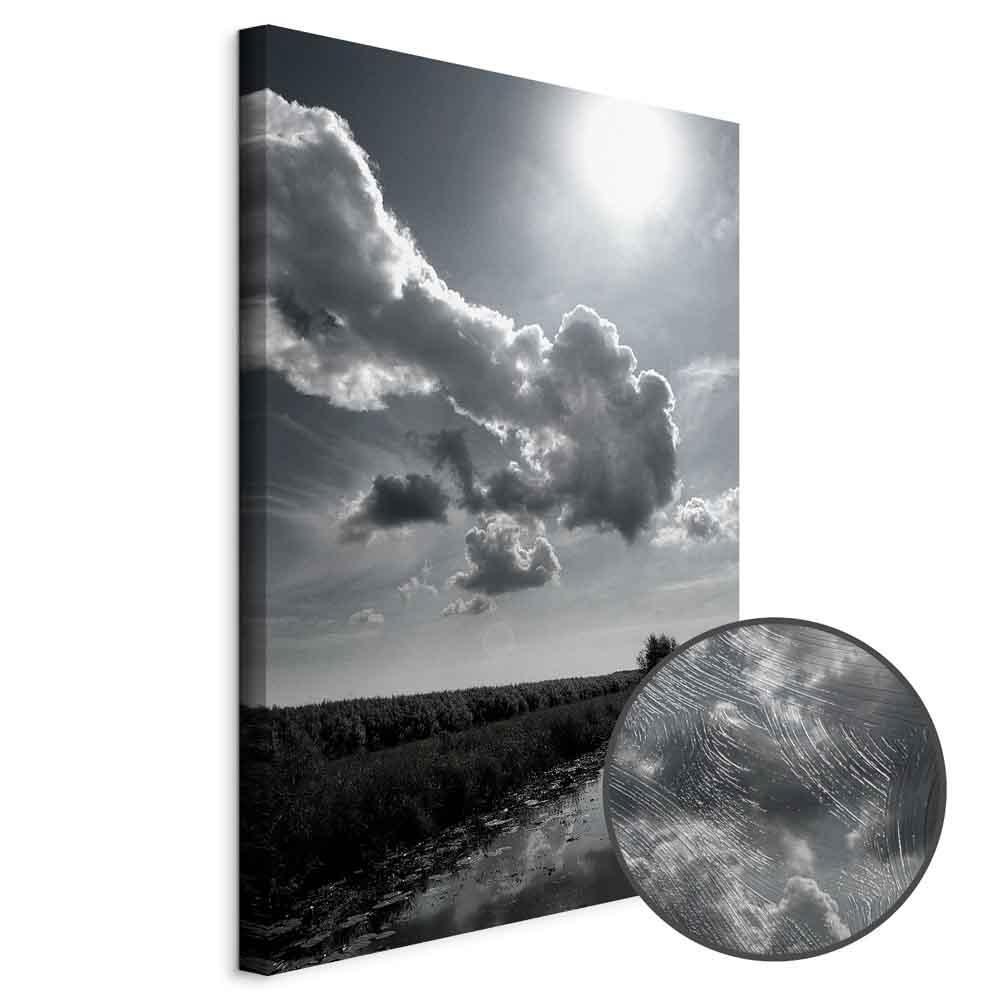 Obraz - Słońce nad chmurami (1-częściowy) - odbicie nieba w wodzie na polu