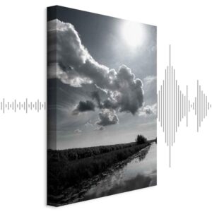 Obraz - Słońce nad chmurami (1-częściowy) - odbicie nieba w wodzie na polu