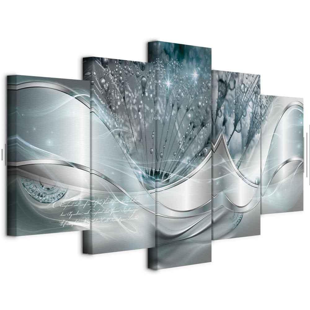 Obraz - Świecące dmuchawce (5-częściowy) niebieski szeroki