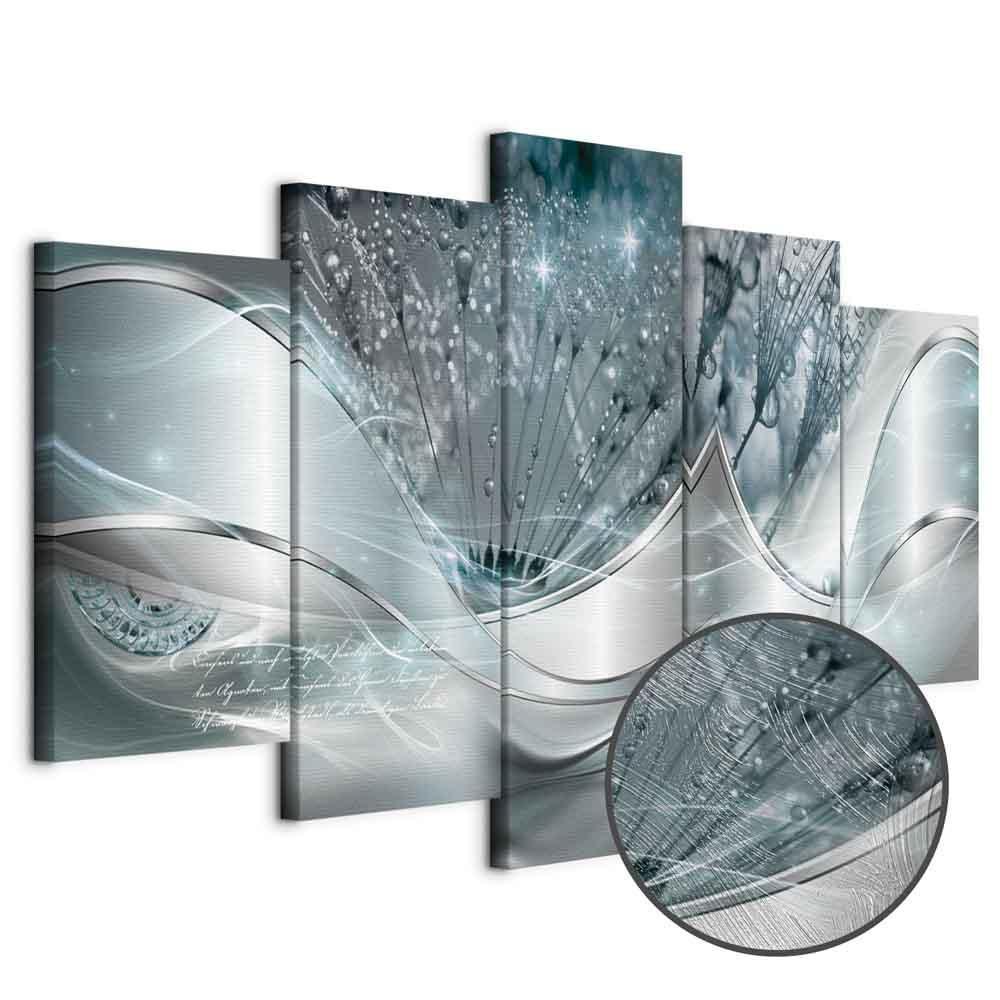 Obraz - Świecące dmuchawce (5-częściowy) niebieski szeroki